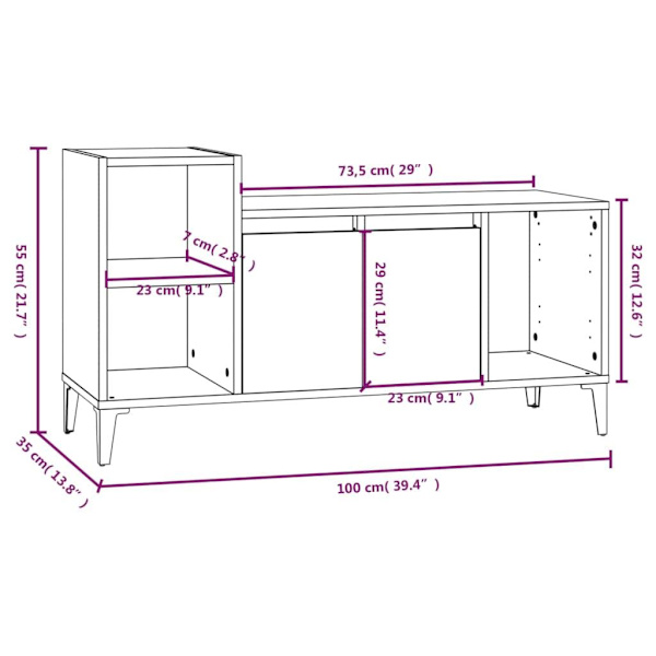 vidaXL Tv-bänk brun ek 100x35x55 cm konstruerat trä Brun