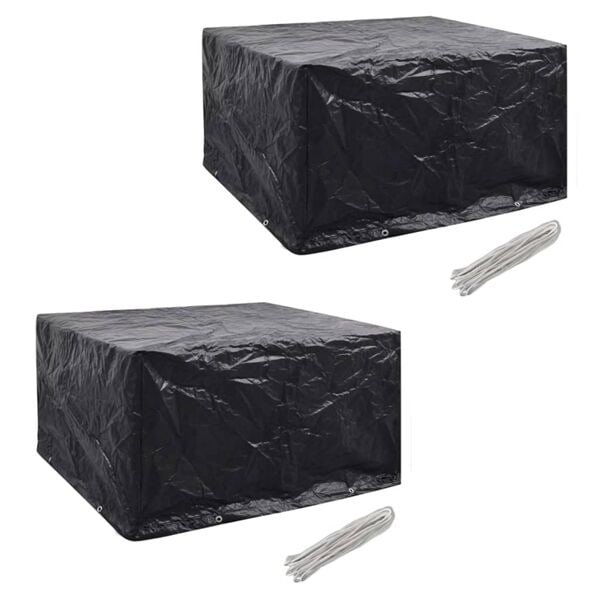vidaXL Överdrag för trädgårdsmöbler 2 st 8 öljetter 172x113cm Svart