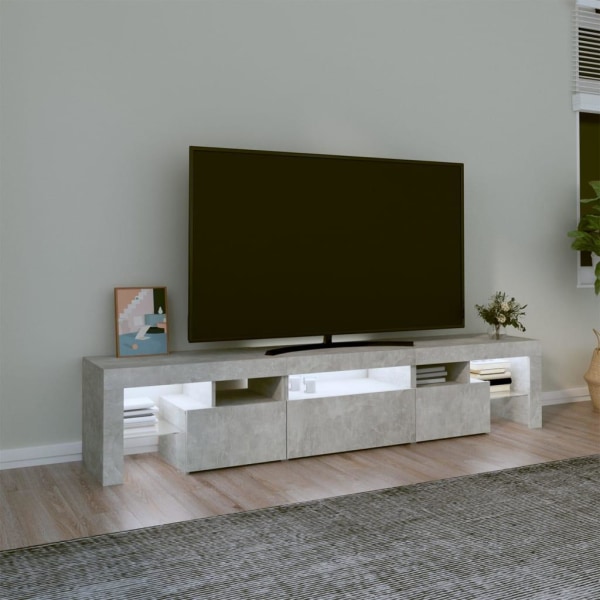 vidaXL Tv-bänk med LED-belysning betonggrå 200x36,5x40 cm Grå