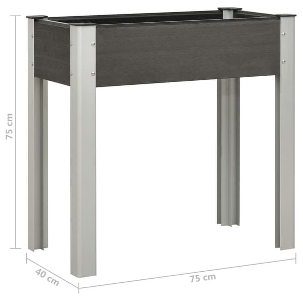 vidaXL Odlingslåda upphöjd 75x40x75 cm WPC grå grå