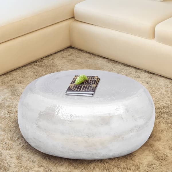 vidaXL Soffbord av hamrad aluminium silver Silver