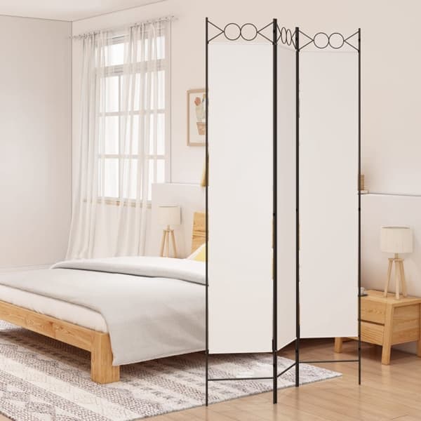 vidaXL Rumsavdelare 3 paneler vit 120x220 cm tyg Vit