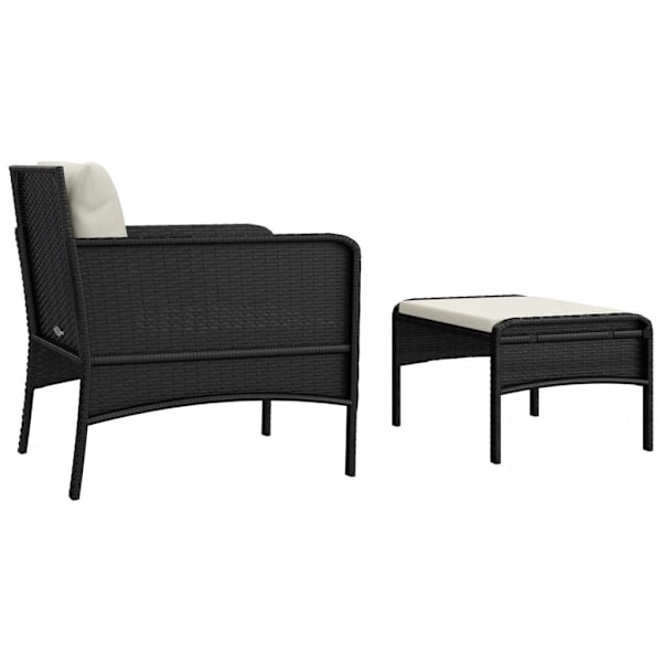 vidaXL Loungegrupp med dynor 2 delar svart konstrotting Svart