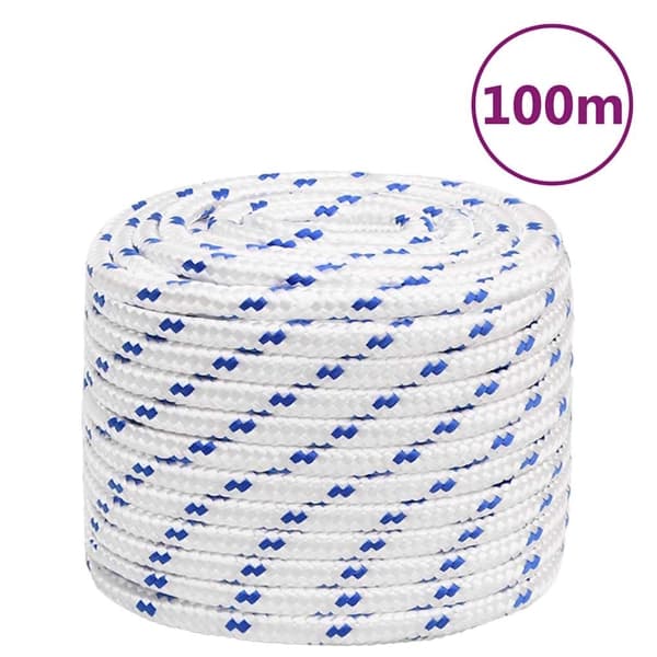 vidaXL Båtlina vit 16 mm 100 m polypropylen