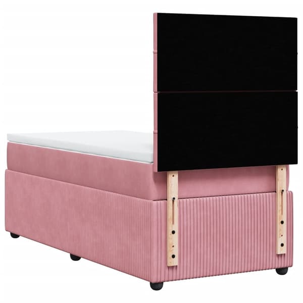 vidaXL Ramsäng med madrass rosa 90x190 cm sammet Rosa
