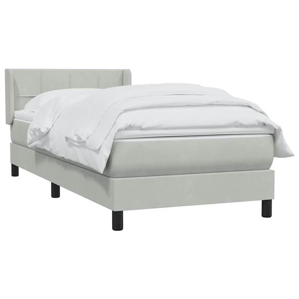 vidaXL Ramsäng med madrass ljusgrå 90x210 cm sammet Grå
