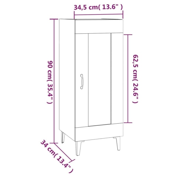 vidaXL Skänk svart 34,5x34x90 cm konstruerat trä Svart