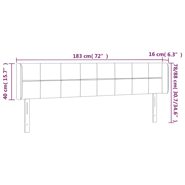 vidaXL Sänggavel LED mörkbrun 183x16x78/88 cm tyg Brun