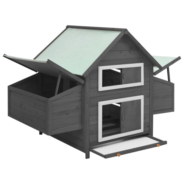 vidaXL Hönshus grå och vit 152x96x110 cm massivt granträ grå