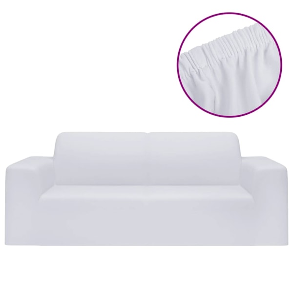 vidaXL Sofföverdrag 2-sits med stretch vit polyesterjersey Vit