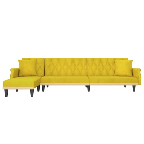 vidaXL L-formad bäddsoffa gul 271x140x70 cm sammet Gul
