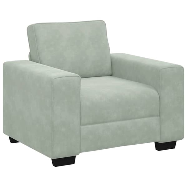 vidaXL Soffgrupp med dynor 3 delar ljusgrå sammet Grå