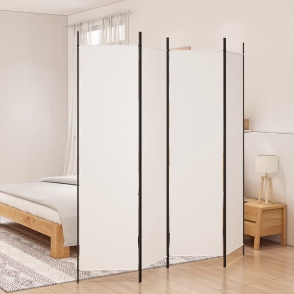 vidaXL Rumsavdelare 4 paneler vit 200x200 cm tyg Vit