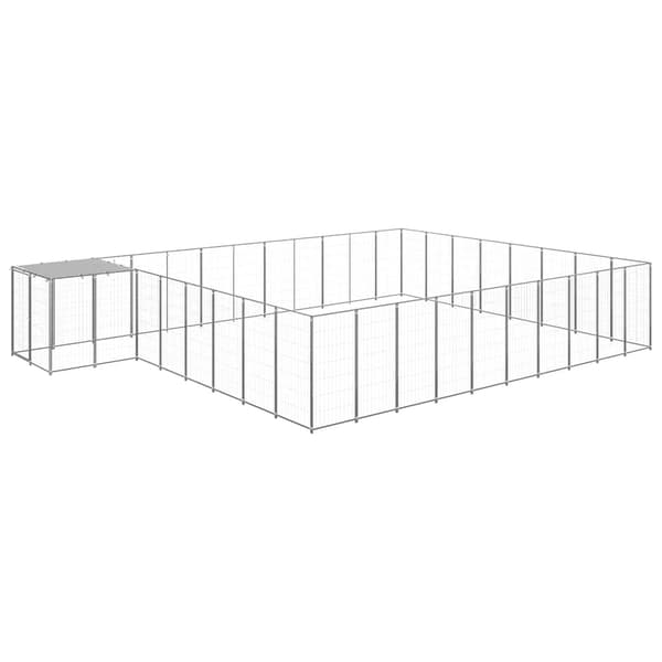 vidaXL Hundgård silver 25,41 m² stål Silver