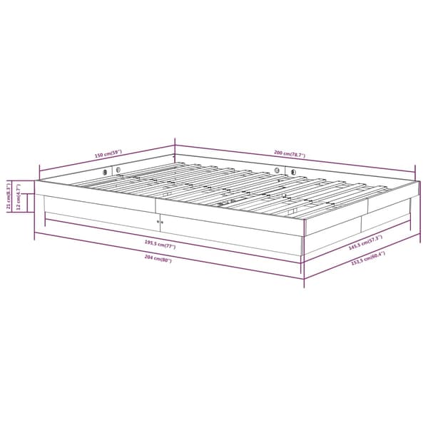 vidaXL Sängram vit massivt trä 150x200 cm Vit