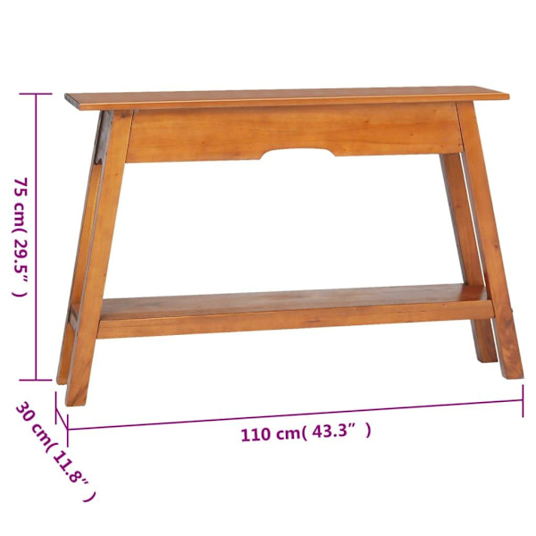 vidaXL Konsolbord 110x30x75 cm massivt återvunnet trä Brun