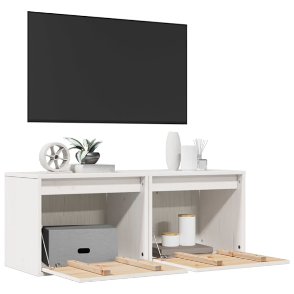 vidaXL Väggskåp 2 st vit 45x30x35 cm massiv furu Vit