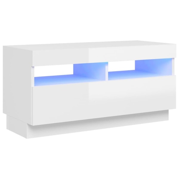 vidaXL TV-bänk med LED-belysning vit högglans 80x35x40 cm Vit
