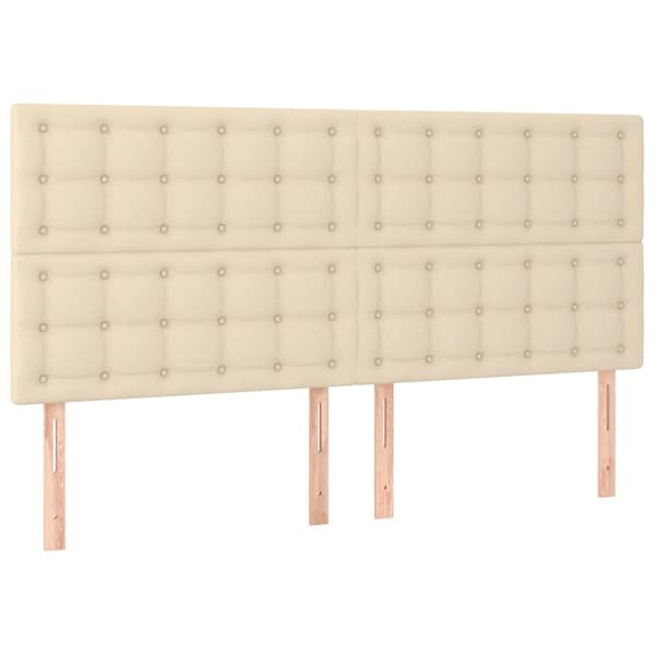 vidaXL Ramsäng med madrass gräddvit 160x200 cm tyg Kräm