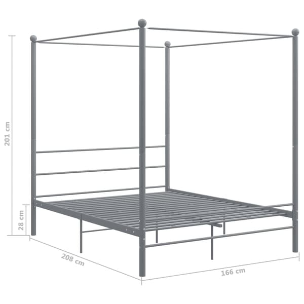vidaXL Himmelsäng grå metall 160x200 cm grå