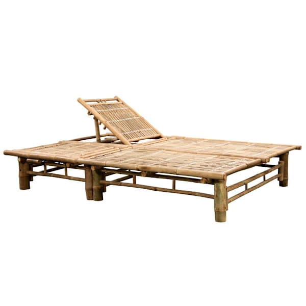 vidaXL Solsäng med dynor 2 personer bambu Blå