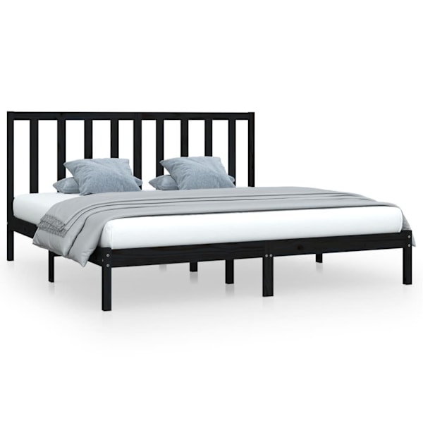 vidaXL Sängram svart massiv furu 200x200 cm Svart