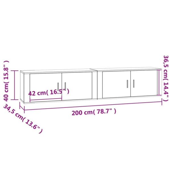 vidaXL Väggmonterade tv-skåp 2 st grå sonoma 100x34,5x40 cm Grå