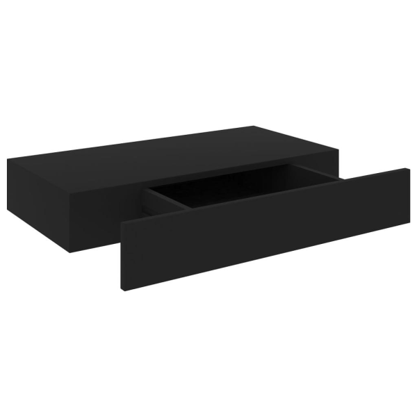 vidaXL Svävande vägghylla med låda svart 48x25x8 cm Svart