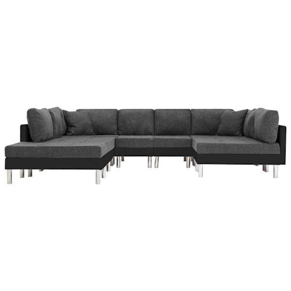 vidaXL Modulsoffa konstläder svart Svart