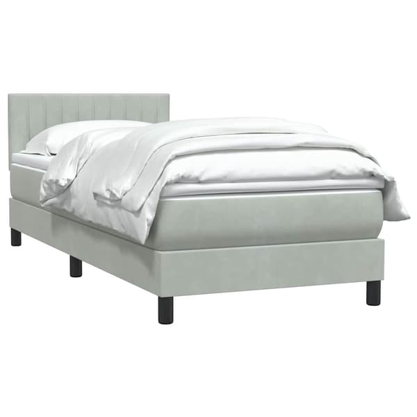 vidaXL Ramsäng med madrass ljusgrå 80x210 cm sammet Grå