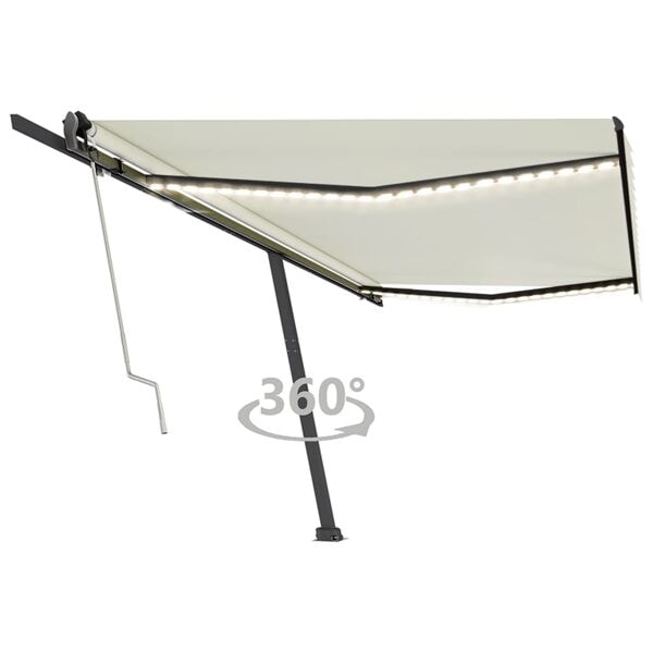 vidaXL Automatisk markis med vindsensor & LED 500x350 cm gräddvit Creme