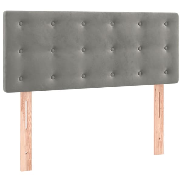 vidaXL Ramsäng med madrass & LED ljusgrå 90x190 cm sammet Grå