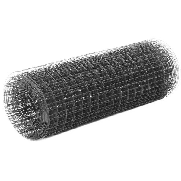 vidaXL Hönsnät stål med PVC-beläggning 10x0,5 m grå grå