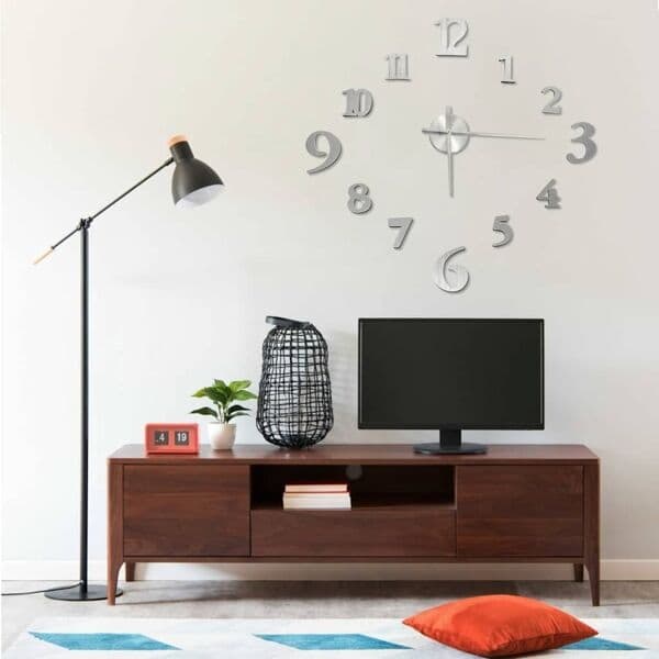 vidaXL Väggklocka 3D modern design silver 100 cm XXL Silver