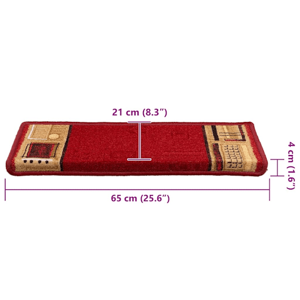 vidaXL Trappstegsmattor självhäftande 5 st 65x21x4 cm röd Röd