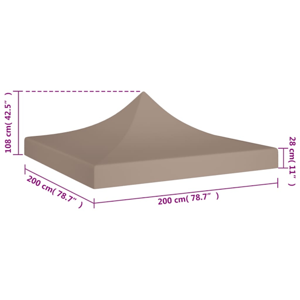 vidaXL Tak till partytält 2x2 m taupe 270 g/m² Taupe