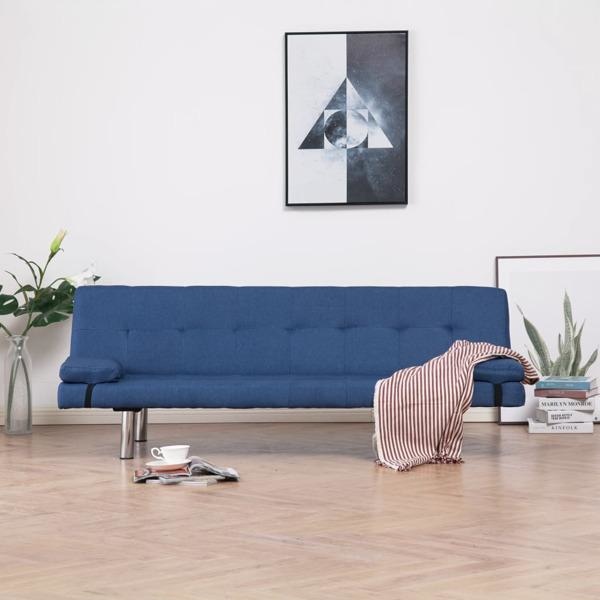 vidaXL Bäddsoffa med två kuddar blå polyester Blå