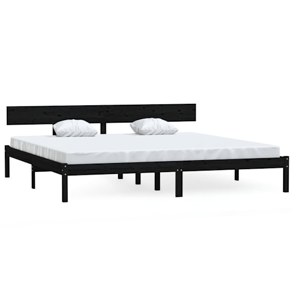 vidaXL Sängram svart massiv furu 180x200 cm Svart