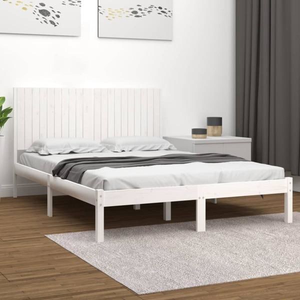 vidaXL Sängram vit massiv furu 200x200 cm Vit
