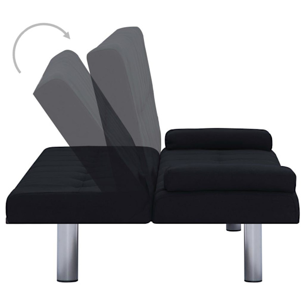 vidaXL Bäddsoffa med två kuddar svart polyester Svart