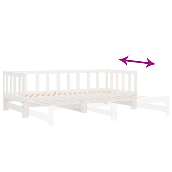 vidaXL Utdragbar dagbädd vit 2x(90x200) cm massiv furu Vit