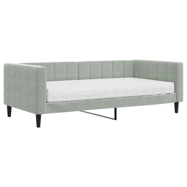vidaXL Dagbädd med madrass ljusgrå 90x190 cm sammet Grå