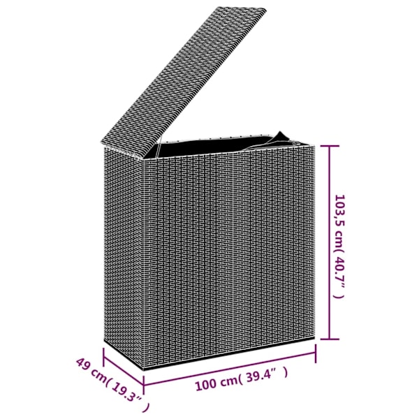 vidaXL Dynbox PE-rotting 100x49x103,5 cm svart Svart