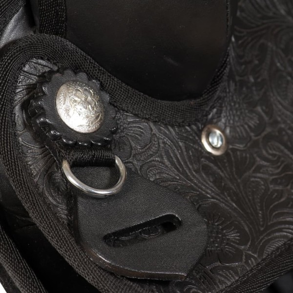 vidaXL Westernsadel träns&halsband äkta läder 17" svart Svart