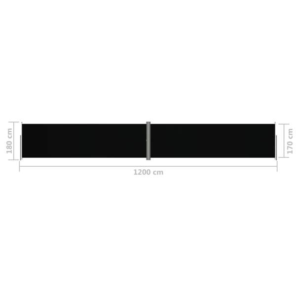 vidaXL Infällbar sidomarkis svart 180x1200 cm Svart