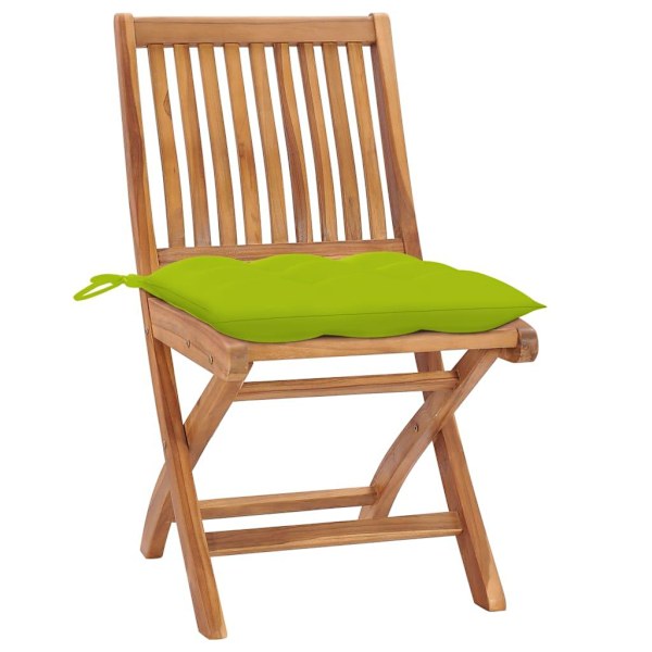 vidaXL Hopfällbara trädgårdsstolar med dynor 8 st massiv teak Grön