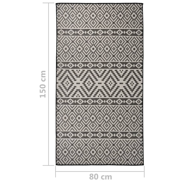 vidaXL Utomhusmatta plattvävd 80x150 cm svarta ränder Svart