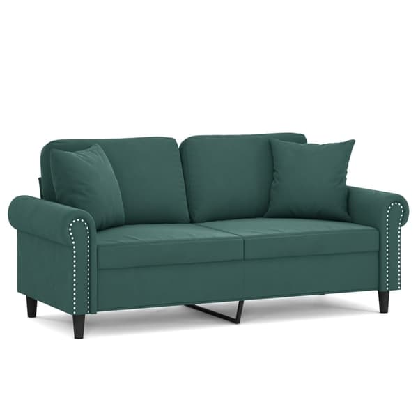 vidaXL 2-sitssoffa med prydnadskuddar mörkgrön 140 cm sammet Grön