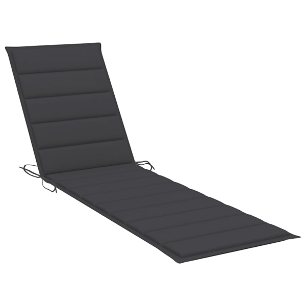 vidaXL Solsäng med bord och dyna massiv teak Antracit