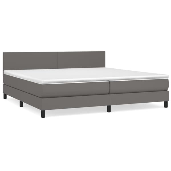 vidaXL Ramsäng med madrass grå 200x200 cm konstläder Grå